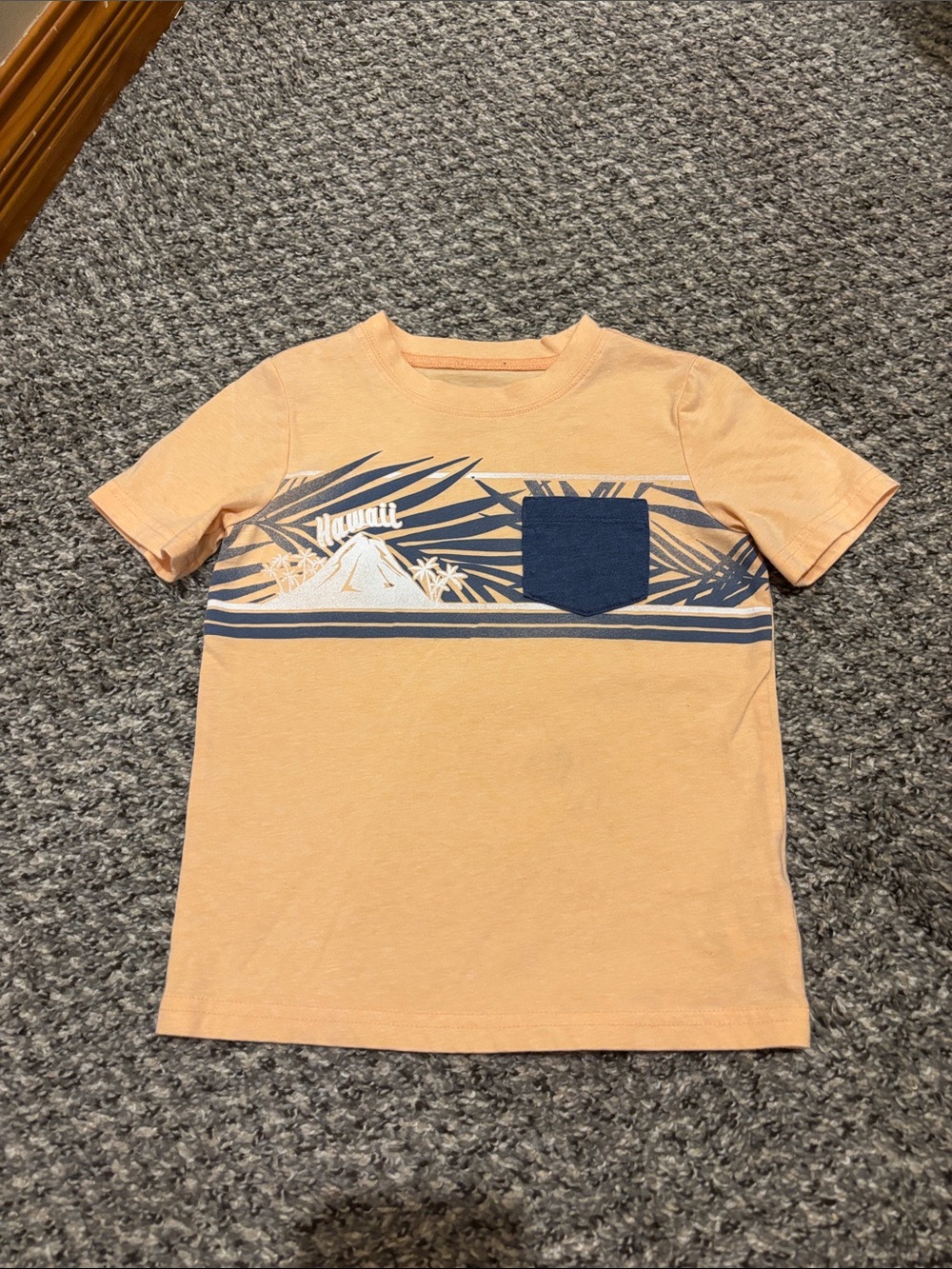OshKosh B'gosh Peach Short Sleeve Tee with Navy Pocket